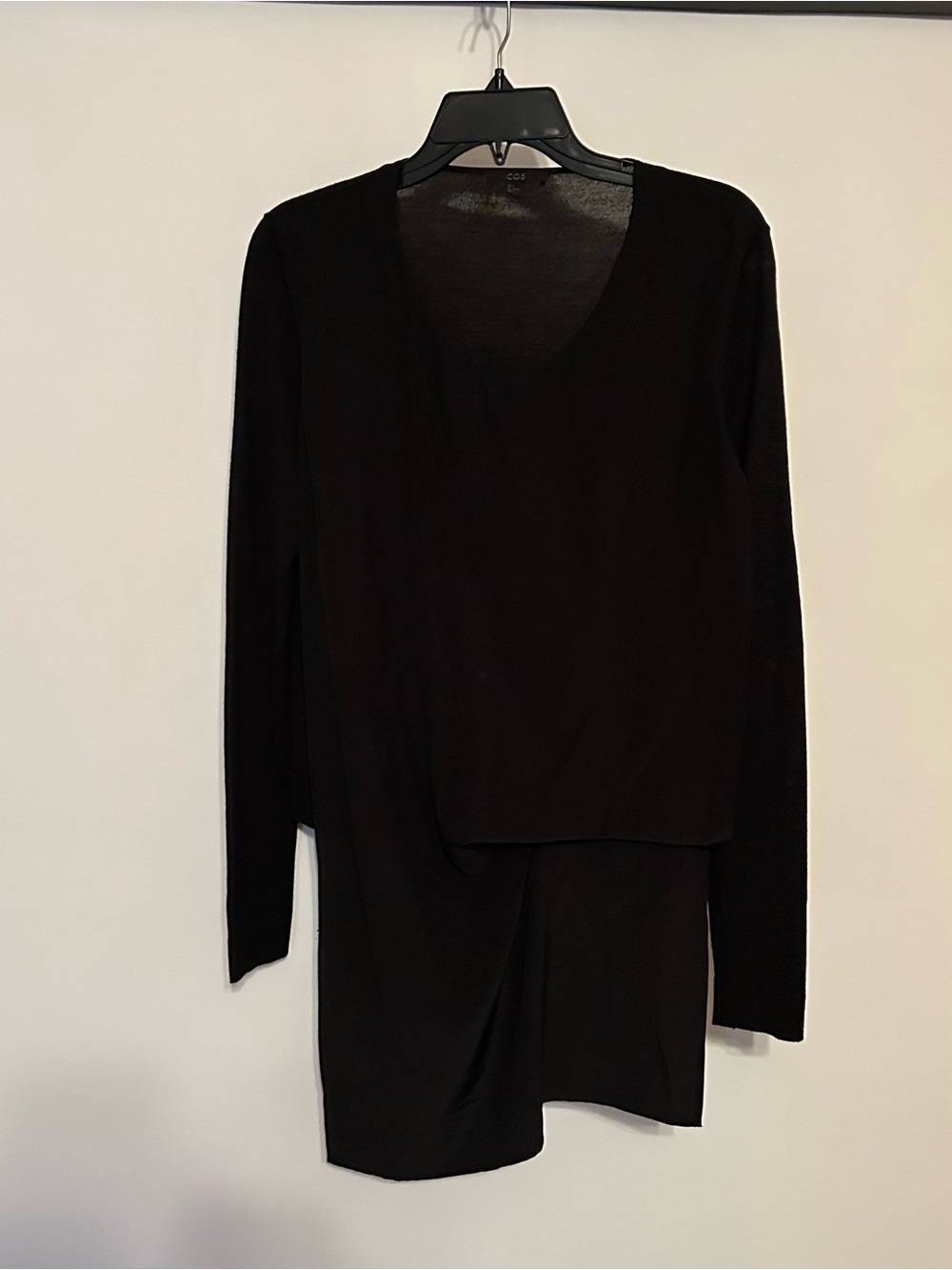 COS Black Long Sleeve Layered Top